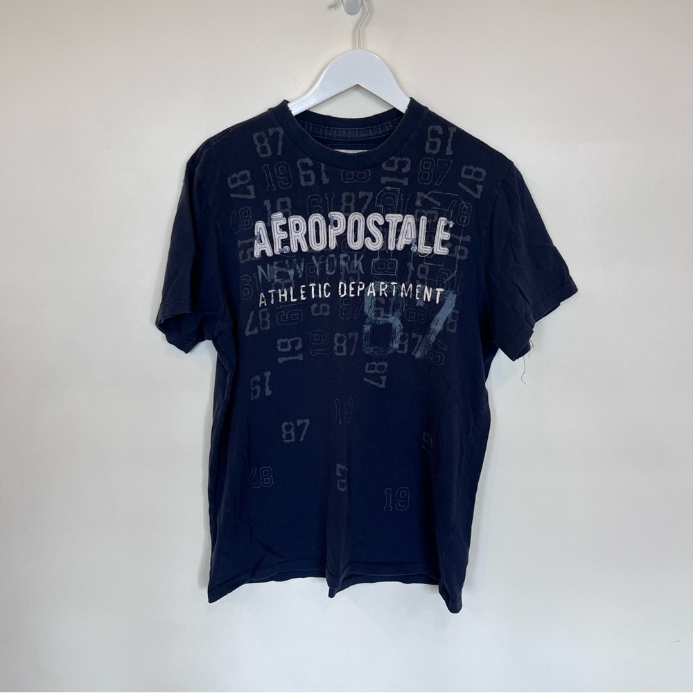 Men’s Aeropostle Athletic Dept 1987 Navy Blue T Shirt Large Y2K